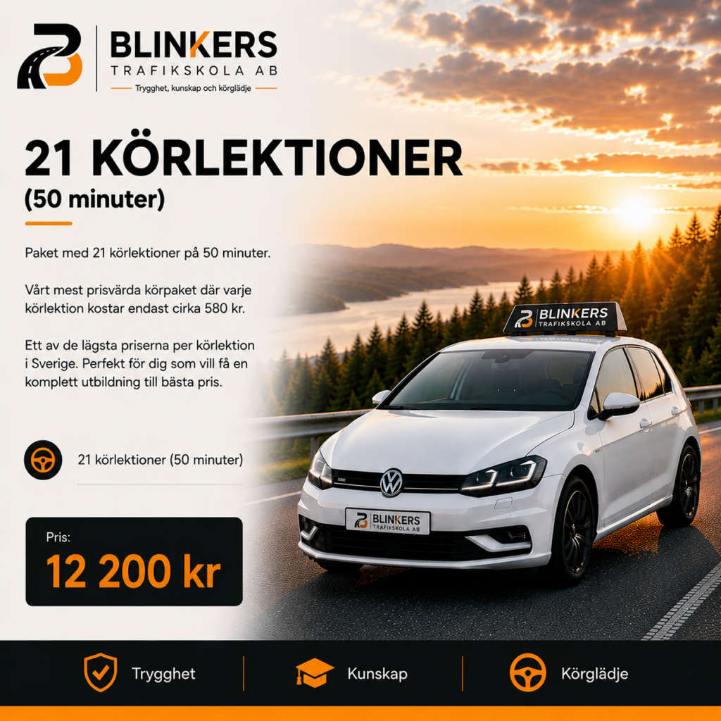 21 körlektioner (50 minuter)