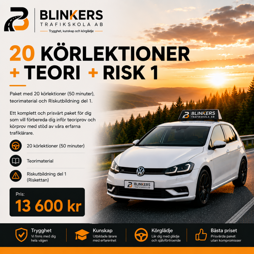 20 körlektioner + Teori + Risk 1